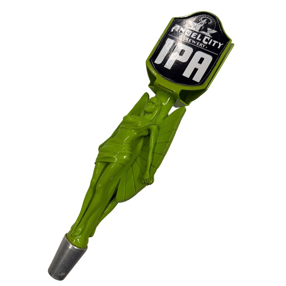 Angel City Brewery IPA Beer Tap Handle Lime Green Winged Angel Figural Draft